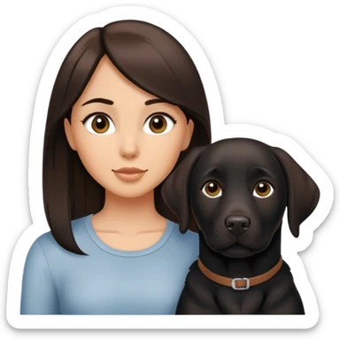 Brunette with a black labrador/american staffordshire dog sticker