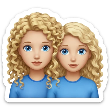 Two girls, one with curly blonde hair, blue eyes and another with wavy blonde hair and blue eyes sticker