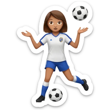 Can you make a girl with brown hair that is wearing a soccer uniform that is juggling a soccer ball sticker