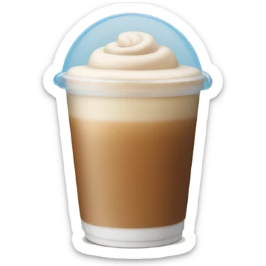 Iced latte in a plastic cup with cold foam sticker