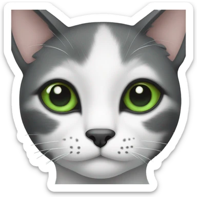Black and white cat with green eyes sticker