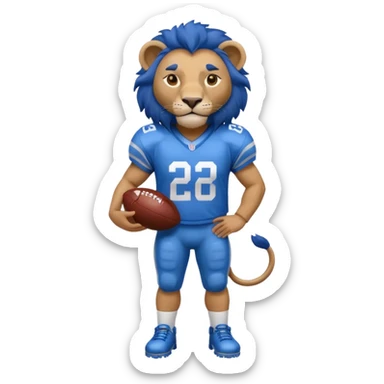 blue color lion wearing american football jersey sticker