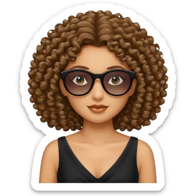 woman police wearing black dress with sun glasses curly hair sticker