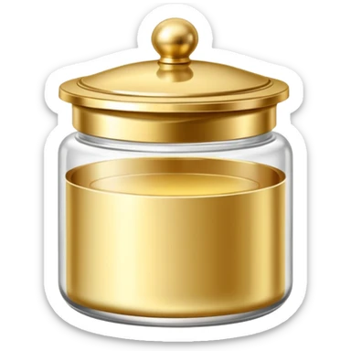 Produtos de beleza delicado com tampa dos potes dourados e fundo transparente pra usar como figurinha sticker
