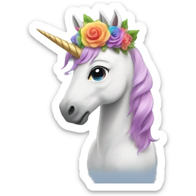 rainbow unicorn with flower crown sticker