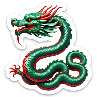 Cinematic Noble Chinese Serpent Dragon Portrait Emoji, Poised and majestic, with a sinuous, serpentine body adorned in intricately detailed scales of shimmering jade and soft vermilion, accented by delicate cloud motifs and subtle water ripple patterns; rendered with lifelike texture and gentle natural highlights, high shine, wise and enigmatic, styled with an aura of ancient dynastic grace, focused and regal, soft glowing outline, capturing the essence of a revered celestial dragon that appears ready to glide gracefully through the mists of time! sticker