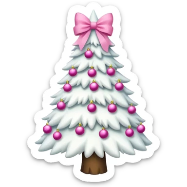 WHITE CHRISTMAS TREE WITH PINK BOWS sticker