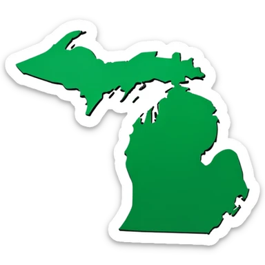Michigan state shape with Flint location marked sticker