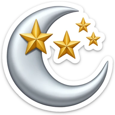 Star and Crescent emoji with black backgroun and no face but the start and crescent both should be in white colour sticker