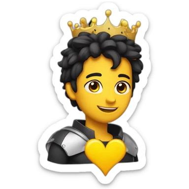 ccorazon amarillo con corona negra sticker