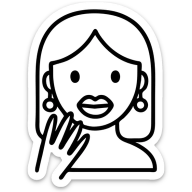 Add earrings as accessories to the girl with fake nails and big lips, keep the icon outline style, no background. sticker