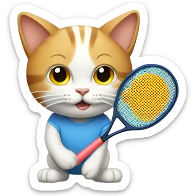 Cat with a Ping pong racket sticker