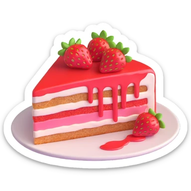 slice of strawberry cake sticker
