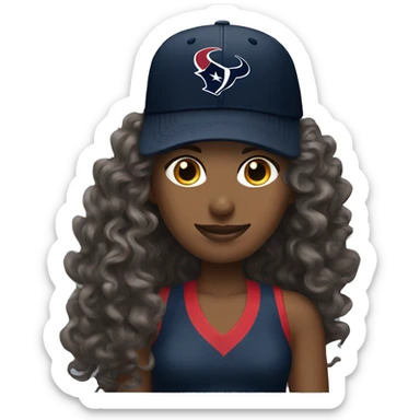 HOUSTON TEXANS baseball hat woman with long curly hair  sticker