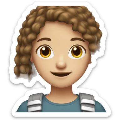 girl with brown hair and braces  sticker