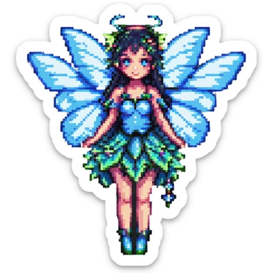 pixel art fairy with butterfly wings, pastel colors sticker