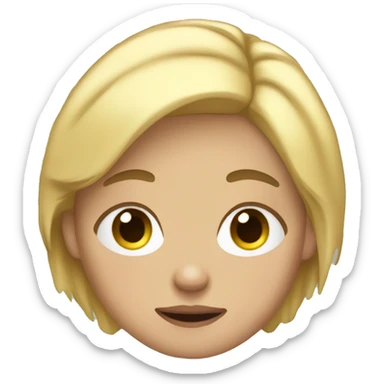 a girl with a short blond bob and a blue sweater is tired of a lot of projects sticker