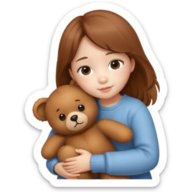 Little korean girl – hugging a teddy bear.
 sticker