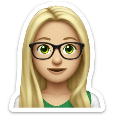 blond long hair girl with black framed glasses slavic face and green eyes smiling  sticker