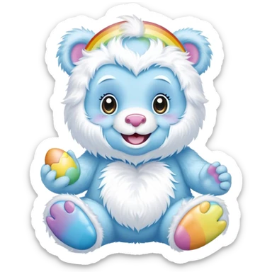 easter rainbow baby care bear  yeti sticker