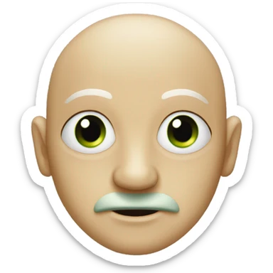 bald green man with giant black oval eyes sticker