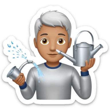 man holding watering pot sticker