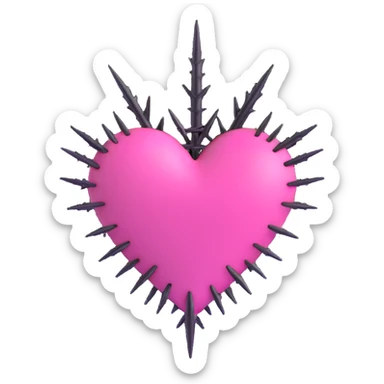 pink heart with metal thorns sticker