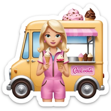 Barbie’s 4wd 1927 racing ice cream with chocolate dream house food truck  sticker