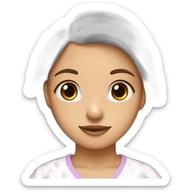 Une fille aux yeux marrons cheveux lisse couleur de peau blanche en pyjama sticker