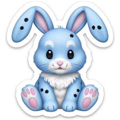 A blue bunny with black polka dots sticker