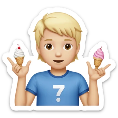 A kid with blonde icecream hair with two hands that are doing this 🫴 and flipped on the other side then have this emoji on the left hand 6️⃣ and this emoji in the other hand7️⃣ sticker