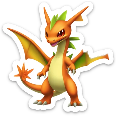 Cool Edgy Chibi Legendary Shiny Fakemon-Pokémon-Flygon-Charizard With Full Body Detailed High Quality sticker