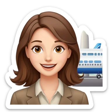  happy elegant beautiful girl flowy brown hair that is more valuable then corals excited to see the love of her life at the airport sticker