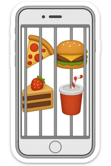 Disturbi alimentari quindi cibo visti come una gabbia stile emoji iphone. sticker