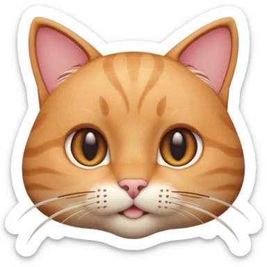 A 3D cartoon close-up of a cat’s face showing detailed whiskers, soft fur texture, warm lighting, shallow depth of field, realistic Memoji-style rendering. sticker