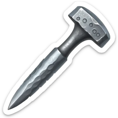 small, fat metal nail with a hammered look sticker