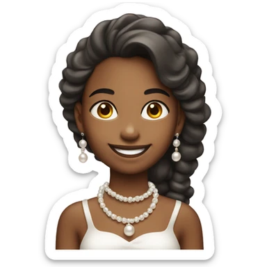 smiling girl in pearls jewelry sticker