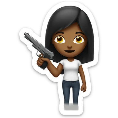 Girl with fake gun sticker