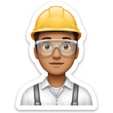 man making a model of a building wearing transparent protective safety glasses sticker