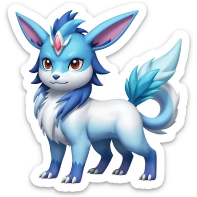 Shiny Sunny furry scaly pastel-gradient Absol-Cobalion-Glaceon-Suicune-Amaura-fusion sticker