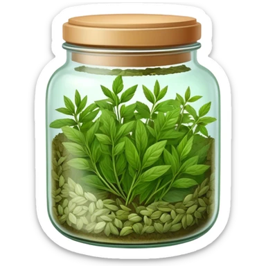 jar of green dried mixed herbs for cooking sticker