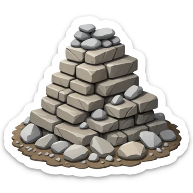 construction site with a pile of stones forming the base of a building sticker
