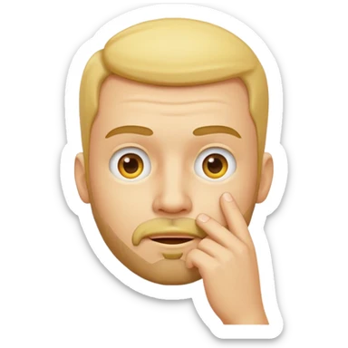 yellow thinking face emoji with hand on chin and a goatee sticker