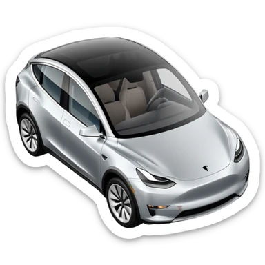 A Tesla Model Y parallel parking in front of a store, from above sticker