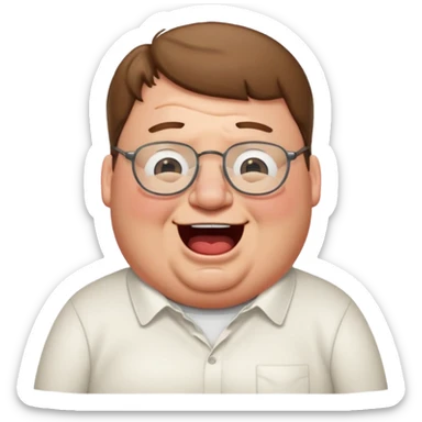 peter griffin with glasses as a laughing crying emoji in Midjourney style with a white shirt sticker