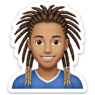 Create an emoji of rey. he has dreadlocks, african american, he's an athlete handsome with a million dollar smile. he's also a strength coach who values performance training sticker