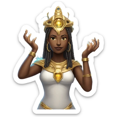 Technomancy Goddess is a mystical being who controls both magic and technology. She can cast spells on technological networks. Her powers blend the ancient art of magic with advanced cybernetics and technology. She can command machines sticker