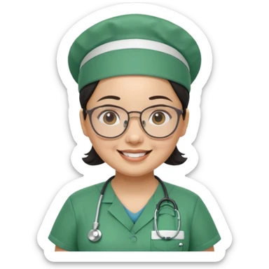 Open


Open


Open


Open
FILIPINA FEMALE NURSE, CHUBBY, NO HAIR, WITH GLASSES, GREEN SCRUBS, AND CAP, SMILING sticker