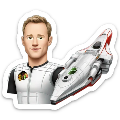 Fancy disco futuristic Jonathan Toews in spaceship sticker