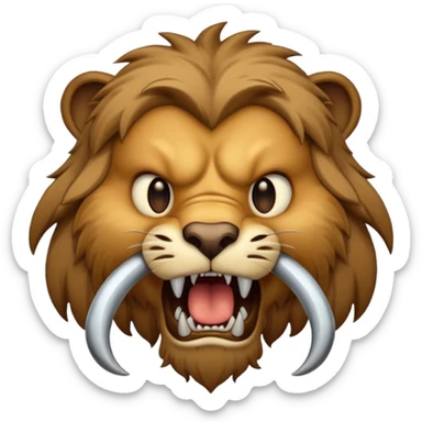 mammoth and saber tooth cat face sticker